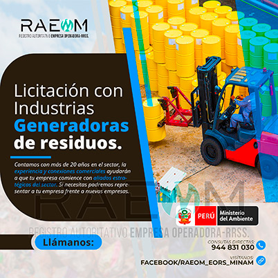 RAEOMINAM.COM RAEOMINAM RAEOM Registro Autoritativo de Empresas Operadoras MINAM, para transporte de Residuos Sólidos. Los generadores de residuos no municipales deben incluir en su Plan de Minimización y Manejo de Residuos Sólidos, estrategias preventivas orientadas a alcanzar la minimización en la fuente. Dicho Plan forma parte del IGA.
                                                    Obligaciones del generador no municipal.
                                                    Son obligaciones de los generadores de residuos sólidos no municipales: 
                                                    a) Manejar los residuos sólidos que generen, teniendo en cuenta lo establecido en el artículo 55 del Decreto Legislativo nº 1278; 
                                                    b) Conducir el registro interno sobre la generación y manejo de los residuos sólidos, en sus instalaciones, con la finalidad de disponer de la información necesaria sobre la generación, minimización y manejo de los residuos sólidos; 
                                                    c) Contratar a una EO-RS para el manejo los residuos sólidos fuera de las instalaciones industriales o productivas, áreas de la concesión o lote del titular del proyecto;
                                                    d) Brindar las facilidades necesarias a las autoridades competentes para el adecuado cumplimiento de sus funciones;
                                                    e) Establecer estrategias y desarrollar acciones orientadas a la prevención y/o minimización y/o valorización de residuos sólidos, como primera opción de gestión;
                                                    f) Adoptar medidas para la restauración y/o rehabilitación y/o reparación y/o compensación ambiental por el inadecuado manejo de residuos sólidos no municipales de su actividad;
                                                    g) En caso se encuentren ubicados en zonas en las cuales no exista infraestructura de residuos sólidos autorizada y/o EO-RS, deben establecer e implementar alternativas de gestión que garanticen la adecuada valorización y/o disposición final de los residuos sólidos;
                                                    h) En caso los generadores de residuos sólidos de gestión no municipal realicen el aprovechamiento de material de descarte y/o coprocesamiento, deben regirse por lo establecido en los artículos sobre la materia.
                                                    Aquellos generadores de residuos sólidos no municipales que se encuentran obligados a contar con un IGA, adicionalmente deben presentar la Declaración Anual sobre Minimización y Gestión de Residuos Sólidos no Municipales -también denominada Declaración Anual de Manejo de Residuos Sólidos y los Manifiestos de Manejo de Residuos Peligrosos en formato digital, a través del SIGERSOL.
                                                    Las autoridades sectoriales, definen y aprueban el alcance, condiciones y lineamientos para la presentación de ambos documentos a través del SIGERSOL, en aquellos casos de los generadores de residuos sólidos no municipales que no se encuentran obligados a contar con un IGA.
                                                    La presentación de la Declaración Anual sobre Minimización y Gestión de Residuos Sólidos no Municipales -también denominada Declaración Anual de Manejo de Residuos Sólidos- y de los Manifiestos de Manejo de Residuos, es una obligación exclusiva del titular del proyecto o de actividades, y estos pueden ser elaborados con información generada por el propio titular de la actividad, así como por aquella brindada por sus proveedores de servicios, siendo en todos los casos, el generador no municipal el único responsable de su reporte.