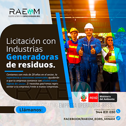 RAEOMINAM.COM RAEOMINAM RAEOM Registro Autoritativo de Empresas Operadoras MINAM, para transporte de Residuos Sólidos. Los generadores de residuos no municipales deben incluir en su Plan de Minimización y Manejo de Residuos Sólidos, estrategias preventivas orientadas a alcanzar la minimización en la fuente. Dicho Plan forma parte del IGA.
                                                    Obligaciones del generador no municipal.
                                                    Son obligaciones de los generadores de residuos sólidos no municipales: 
                                                    a) Manejar los residuos sólidos que generen, teniendo en cuenta lo establecido en el artículo 55 del Decreto Legislativo nº 1278; 
                                                    b) Conducir el registro interno sobre la generación y manejo de los residuos sólidos, en sus instalaciones, con la finalidad de disponer de la información necesaria sobre la generación, minimización y manejo de los residuos sólidos; 
                                                    c) Contratar a una EO-RS para el manejo los residuos sólidos fuera de las instalaciones industriales o productivas, áreas de la concesión o lote del titular del proyecto;
                                                    d) Brindar las facilidades necesarias a las autoridades competentes para el adecuado cumplimiento de sus funciones;
                                                    e) Establecer estrategias y desarrollar acciones orientadas a la prevención y/o minimización y/o valorización de residuos sólidos, como primera opción de gestión;
                                                    f) Adoptar medidas para la restauración y/o rehabilitación y/o reparación y/o compensación ambiental por el inadecuado manejo de residuos sólidos no municipales de su actividad;
                                                    g) En caso se encuentren ubicados en zonas en las cuales no exista infraestructura de residuos sólidos autorizada y/o EO-RS, deben establecer e implementar alternativas de gestión que garanticen la adecuada valorización y/o disposición final de los residuos sólidos;
                                                    h) En caso los generadores de residuos sólidos de gestión no municipal realicen el aprovechamiento de material de descarte y/o coprocesamiento, deben regirse por lo establecido en los artículos sobre la materia.
                                                    Aquellos generadores de residuos sólidos no municipales que se encuentran obligados a contar con un IGA, adicionalmente deben presentar la Declaración Anual sobre Minimización y Gestión de Residuos Sólidos no Municipales -también denominada Declaración Anual de Manejo de Residuos Sólidos y los Manifiestos de Manejo de Residuos Peligrosos en formato digital, a través del SIGERSOL.
                                                    Las autoridades sectoriales, definen y aprueban el alcance, condiciones y lineamientos para la presentación de ambos documentos a través del SIGERSOL, en aquellos casos de los generadores de residuos sólidos no municipales que no se encuentran obligados a contar con un IGA.
                                                    La presentación de la Declaración Anual sobre Minimización y Gestión de Residuos Sólidos no Municipales -también denominada Declaración Anual de Manejo de Residuos Sólidos- y de los Manifiestos de Manejo de Residuos, es una obligación exclusiva del titular del proyecto o de actividades, y estos pueden ser elaborados con información generada por el propio titular de la actividad, así como por aquella brindada por sus proveedores de servicios, siendo en todos los casos, el generador no municipal el único responsable de su reporte.