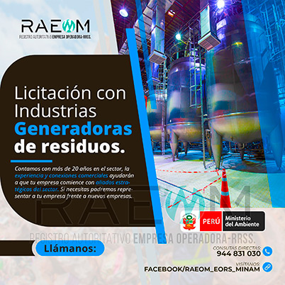 RAEOMINAM.COM RAEOMINAM RAEOM Registro Autoritativo de Empresas Operadoras MINAM, para transporte de Residuos Sólidos. Los generadores de residuos no municipales deben incluir en su Plan de Minimización y Manejo de Residuos Sólidos, estrategias preventivas orientadas a alcanzar la minimización en la fuente. Dicho Plan forma parte del IGA.
                                                    Obligaciones del generador no municipal.
                                                    Son obligaciones de los generadores de residuos sólidos no municipales: 
                                                    a) Manejar los residuos sólidos que generen, teniendo en cuenta lo establecido en el artículo 55 del Decreto Legislativo nº 1278; 
                                                    b) Conducir el registro interno sobre la generación y manejo de los residuos sólidos, en sus instalaciones, con la finalidad de disponer de la información necesaria sobre la generación, minimización y manejo de los residuos sólidos; 
                                                    c) Contratar a una EO-RS para el manejo los residuos sólidos fuera de las instalaciones industriales o productivas, áreas de la concesión o lote del titular del proyecto;
                                                    d) Brindar las facilidades necesarias a las autoridades competentes para el adecuado cumplimiento de sus funciones;
                                                    e) Establecer estrategias y desarrollar acciones orientadas a la prevención y/o minimización y/o valorización de residuos sólidos, como primera opción de gestión;
                                                    f) Adoptar medidas para la restauración y/o rehabilitación y/o reparación y/o compensación ambiental por el inadecuado manejo de residuos sólidos no municipales de su actividad;
                                                    g) En caso se encuentren ubicados en zonas en las cuales no exista infraestructura de residuos sólidos autorizada y/o EO-RS, deben establecer e implementar alternativas de gestión que garanticen la adecuada valorización y/o disposición final de los residuos sólidos;
                                                    h) En caso los generadores de residuos sólidos de gestión no municipal realicen el aprovechamiento de material de descarte y/o coprocesamiento, deben regirse por lo establecido en los artículos sobre la materia.
                                                    Aquellos generadores de residuos sólidos no municipales que se encuentran obligados a contar con un IGA, adicionalmente deben presentar la Declaración Anual sobre Minimización y Gestión de Residuos Sólidos no Municipales -también denominada Declaración Anual de Manejo de Residuos Sólidos y los Manifiestos de Manejo de Residuos Peligrosos en formato digital, a través del SIGERSOL.
                                                    Las autoridades sectoriales, definen y aprueban el alcance, condiciones y lineamientos para la presentación de ambos documentos a través del SIGERSOL, en aquellos casos de los generadores de residuos sólidos no municipales que no se encuentran obligados a contar con un IGA.
                                                    La presentación de la Declaración Anual sobre Minimización y Gestión de Residuos Sólidos no Municipales -también denominada Declaración Anual de Manejo de Residuos Sólidos- y de los Manifiestos de Manejo de Residuos, es una obligación exclusiva del titular del proyecto o de actividades, y estos pueden ser elaborados con información generada por el propio titular de la actividad, así como por aquella brindada por sus proveedores de servicios, siendo en todos los casos, el generador no municipal el único responsable de su reporte.