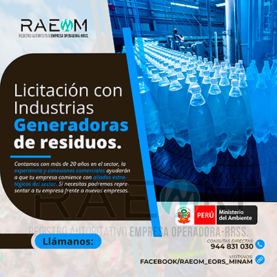 RAEOMINAM.COM RAEOMINAM RAEOM Registro Autoritativo de Empresas Operadoras MINAM, para transporte de Residuos Sólidos. Los generadores de residuos no municipales deben incluir en su Plan de Minimización y Manejo de Residuos Sólidos, estrategias preventivas orientadas a alcanzar la minimización en la fuente. Dicho Plan forma parte del IGA.
                                                    Obligaciones del generador no municipal.
                                                    Son obligaciones de los generadores de residuos sólidos no municipales: 
                                                    a) Manejar los residuos sólidos que generen, teniendo en cuenta lo establecido en el artículo 55 del Decreto Legislativo nº 1278; 
                                                    b) Conducir el registro interno sobre la generación y manejo de los residuos sólidos, en sus instalaciones, con la finalidad de disponer de la información necesaria sobre la generación, minimización y manejo de los residuos sólidos; 
                                                    c) Contratar a una EO-RS para el manejo los residuos sólidos fuera de las instalaciones industriales o productivas, áreas de la concesión o lote del titular del proyecto;
                                                    d) Brindar las facilidades necesarias a las autoridades competentes para el adecuado cumplimiento de sus funciones;
                                                    e) Establecer estrategias y desarrollar acciones orientadas a la prevención y/o minimización y/o valorización de residuos sólidos, como primera opción de gestión;
                                                    f) Adoptar medidas para la restauración y/o rehabilitación y/o reparación y/o compensación ambiental por el inadecuado manejo de residuos sólidos no municipales de su actividad;
                                                    g) En caso se encuentren ubicados en zonas en las cuales no exista infraestructura de residuos sólidos autorizada y/o EO-RS, deben establecer e implementar alternativas de gestión que garanticen la adecuada valorización y/o disposición final de los residuos sólidos;
                                                    h) En caso los generadores de residuos sólidos de gestión no municipal realicen el aprovechamiento de material de descarte y/o coprocesamiento, deben regirse por lo establecido en los artículos sobre la materia.
                                                    Aquellos generadores de residuos sólidos no municipales que se encuentran obligados a contar con un IGA, adicionalmente deben presentar la Declaración Anual sobre Minimización y Gestión de Residuos Sólidos no Municipales -también denominada Declaración Anual de Manejo de Residuos Sólidos y los Manifiestos de Manejo de Residuos Peligrosos en formato digital, a través del SIGERSOL.
                                                    Las autoridades sectoriales, definen y aprueban el alcance, condiciones y lineamientos para la presentación de ambos documentos a través del SIGERSOL, en aquellos casos de los generadores de residuos sólidos no municipales que no se encuentran obligados a contar con un IGA.
                                                    La presentación de la Declaración Anual sobre Minimización y Gestión de Residuos Sólidos no Municipales -también denominada Declaración Anual de Manejo de Residuos Sólidos- y de los Manifiestos de Manejo de Residuos, es una obligación exclusiva del titular del proyecto o de actividades, y estos pueden ser elaborados con información generada por el propio titular de la actividad, así como por aquella brindada por sus proveedores de servicios, siendo en todos los casos, el generador no municipal el único responsable de su reporte.