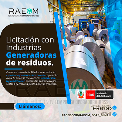 RAEOMINAM.COM RAEOMINAM RAEOM Registro Autoritativo de Empresas Operadoras MINAM, para transporte de Residuos Sólidos. Los generadores de residuos no municipales deben incluir en su Plan de Minimización y Manejo de Residuos Sólidos, estrategias preventivas orientadas a alcanzar la minimización en la fuente. Dicho Plan forma parte del IGA.
                                                    Obligaciones del generador no municipal.
                                                    Son obligaciones de los generadores de residuos sólidos no municipales: 
                                                    a) Manejar los residuos sólidos que generen, teniendo en cuenta lo establecido en el artículo 55 del Decreto Legislativo nº 1278; 
                                                    b) Conducir el registro interno sobre la generación y manejo de los residuos sólidos, en sus instalaciones, con la finalidad de disponer de la información necesaria sobre la generación, minimización y manejo de los residuos sólidos; 
                                                    c) Contratar a una EO-RS para el manejo los residuos sólidos fuera de las instalaciones industriales o productivas, áreas de la concesión o lote del titular del proyecto;
                                                    d) Brindar las facilidades necesarias a las autoridades competentes para el adecuado cumplimiento de sus funciones;
                                                    e) Establecer estrategias y desarrollar acciones orientadas a la prevención y/o minimización y/o valorización de residuos sólidos, como primera opción de gestión;
                                                    f) Adoptar medidas para la restauración y/o rehabilitación y/o reparación y/o compensación ambiental por el inadecuado manejo de residuos sólidos no municipales de su actividad;
                                                    g) En caso se encuentren ubicados en zonas en las cuales no exista infraestructura de residuos sólidos autorizada y/o EO-RS, deben establecer e implementar alternativas de gestión que garanticen la adecuada valorización y/o disposición final de los residuos sólidos;
                                                    h) En caso los generadores de residuos sólidos de gestión no municipal realicen el aprovechamiento de material de descarte y/o coprocesamiento, deben regirse por lo establecido en los artículos sobre la materia.
                                                    Aquellos generadores de residuos sólidos no municipales que se encuentran obligados a contar con un IGA, adicionalmente deben presentar la Declaración Anual sobre Minimización y Gestión de Residuos Sólidos no Municipales -también denominada Declaración Anual de Manejo de Residuos Sólidos y los Manifiestos de Manejo de Residuos Peligrosos en formato digital, a través del SIGERSOL.
                                                    Las autoridades sectoriales, definen y aprueban el alcance, condiciones y lineamientos para la presentación de ambos documentos a través del SIGERSOL, en aquellos casos de los generadores de residuos sólidos no municipales que no se encuentran obligados a contar con un IGA.
                                                    La presentación de la Declaración Anual sobre Minimización y Gestión de Residuos Sólidos no Municipales -también denominada Declaración Anual de Manejo de Residuos Sólidos- y de los Manifiestos de Manejo de Residuos, es una obligación exclusiva del titular del proyecto o de actividades, y estos pueden ser elaborados con información generada por el propio titular de la actividad, así como por aquella brindada por sus proveedores de servicios, siendo en todos los casos, el generador no municipal el único responsable de su reporte.