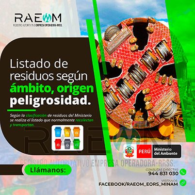 RAEOMINAM.COM RAEOMINAM RAEOM Registro Autoritativo de Empresas Operadoras MINAM, para transporte de Residuos Sólidos. Para la identificación de un residuos sólido priorizado se podrá tener en cuenta, los siguientes criterios:
                                                    a) Identificación del origen y cadena de valor del residuo sólido del bien. 
                                                    b) Volumen de generación de residuos sólidos asociado al bien. 
                                                    c) Peligrosidad de los residuos sólidos del bien. 
                                                    d) Posibilidad de valorización de los residuos sólidos del bien. 
                                                    e) Alternativas de tecnologías disponibles para su valorización material o energética.